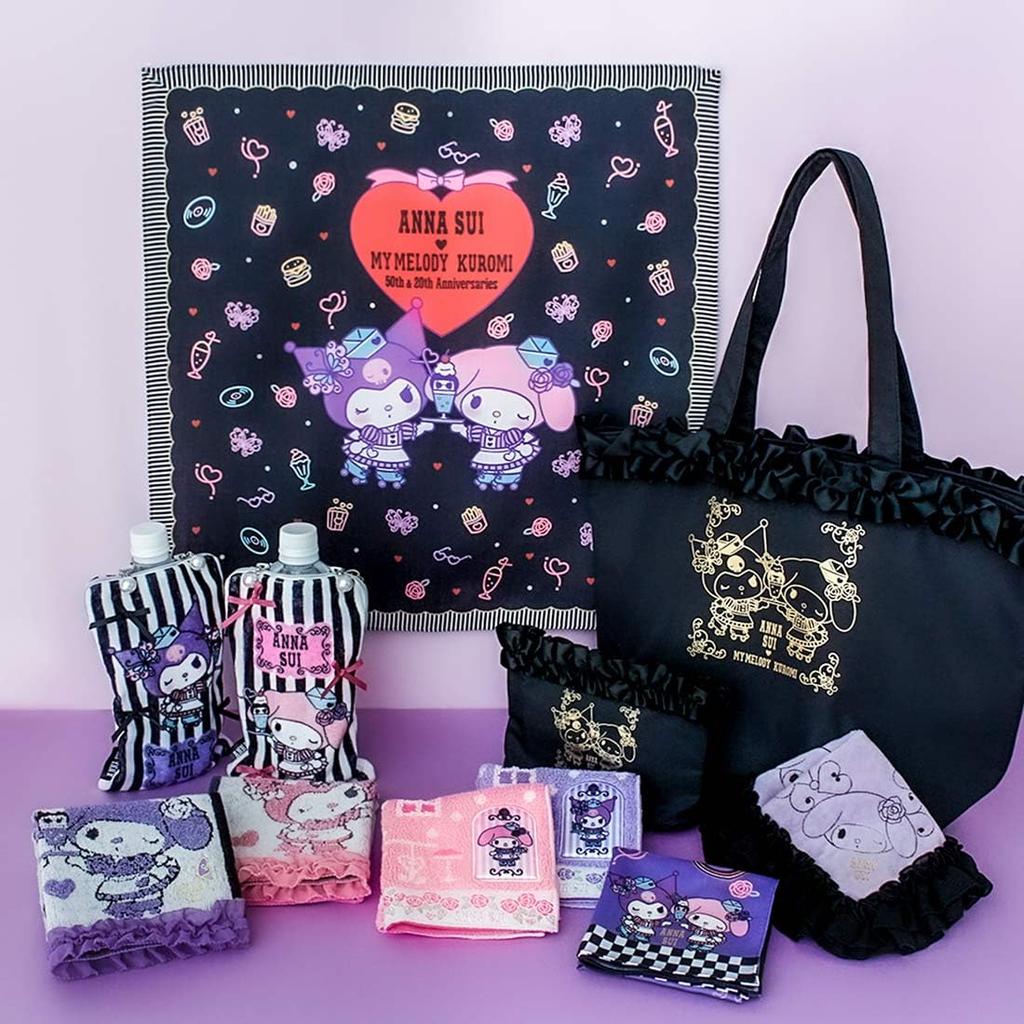 Anna Sui X My Melody Kuromi Zippered Towel with Bottle Case, My Melody (Pink), Women's Hand Towel, Approx. 13cm, Product Code: 001445-0001-01