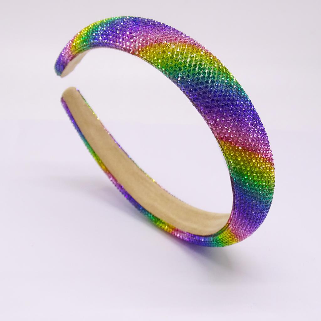 Rainbow Colored Rhinestone Sponge Padded Hairband Headband Adult Hair Accessories Hair Jewley