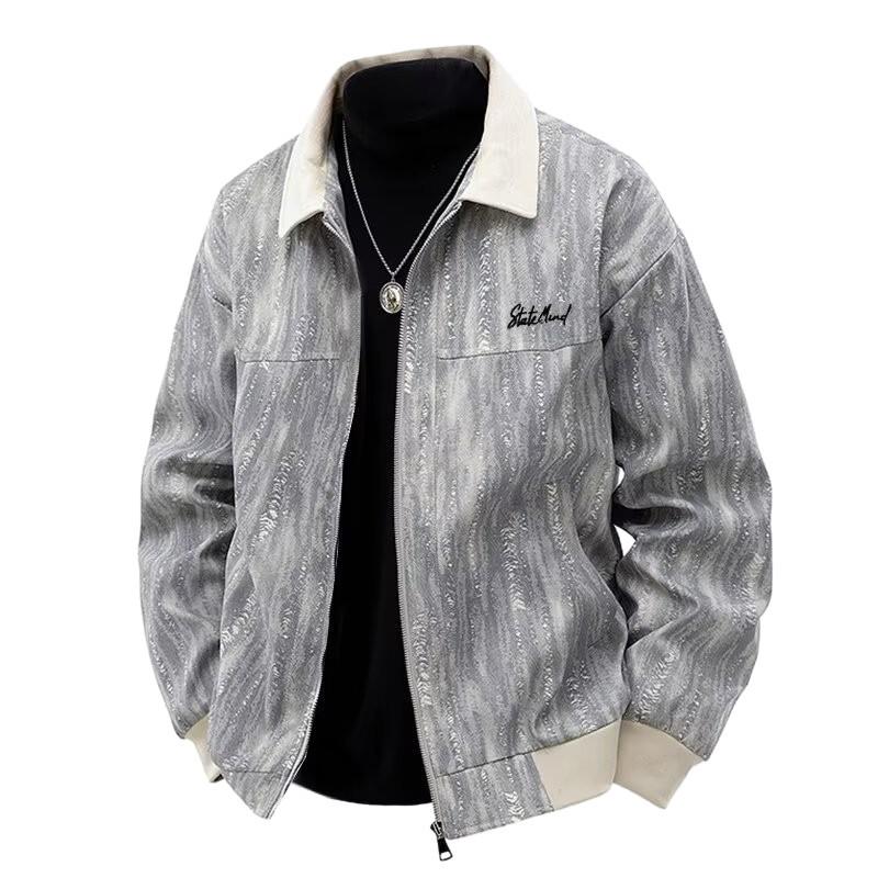 Korean Retro Wellington Gradient Jacket, Plus Velvet, Loose Fit - Trendy Men's Autumn/Winter Style