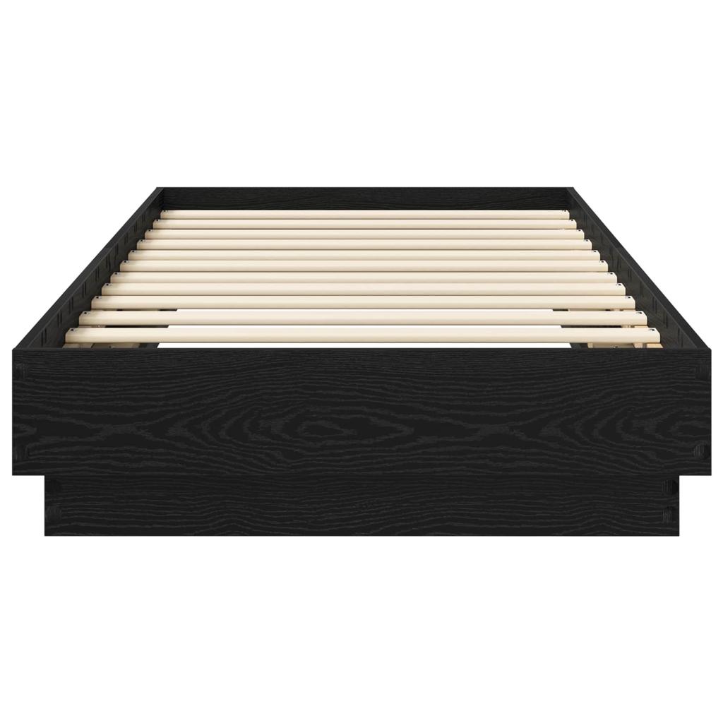 Floor Bed Frame Black Oak 80 x 200 cm Engineered Wood