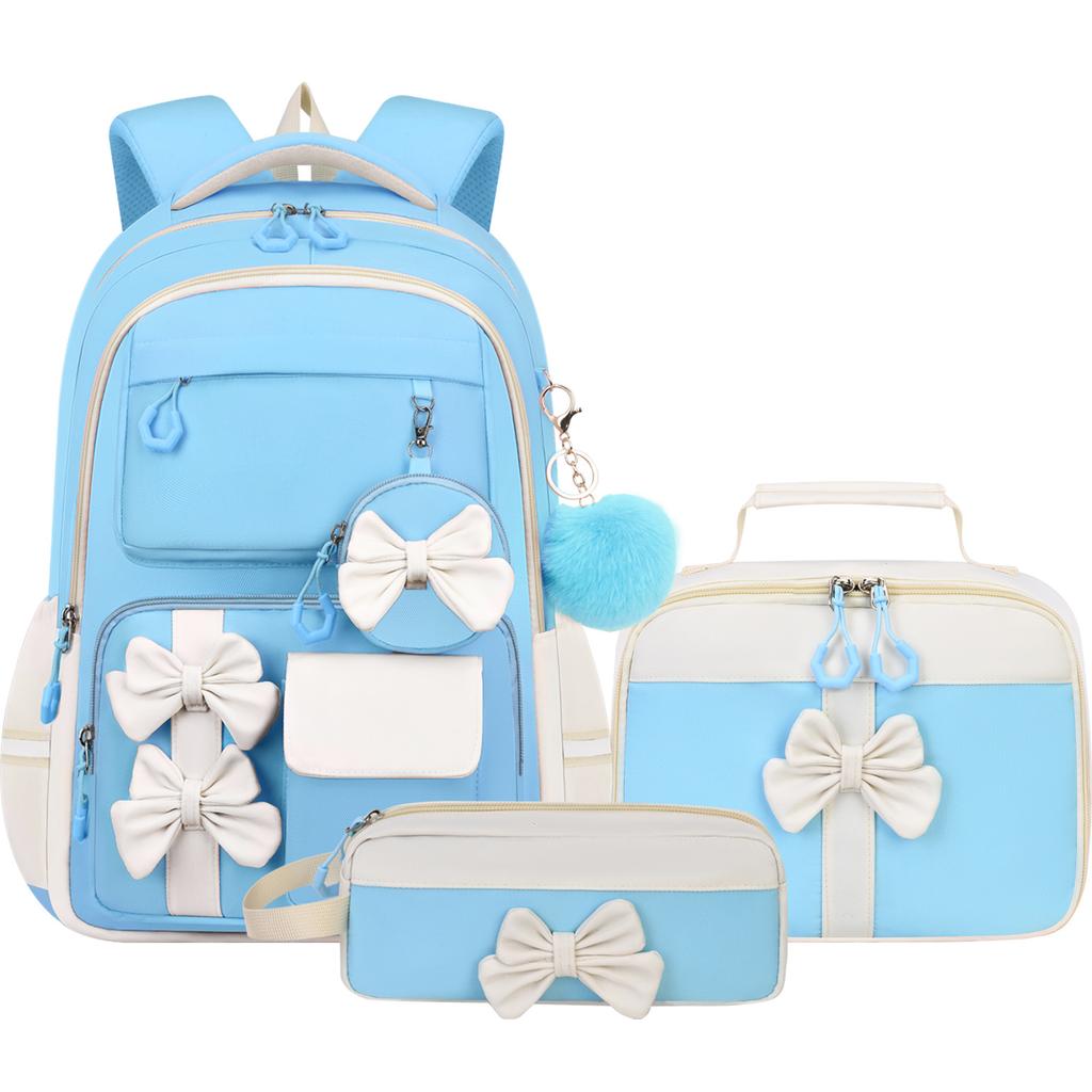 Cute Bow 3-Piece Set for Girls Elementary School Backpack Big Capacity Load-Bearing School Bags 2026