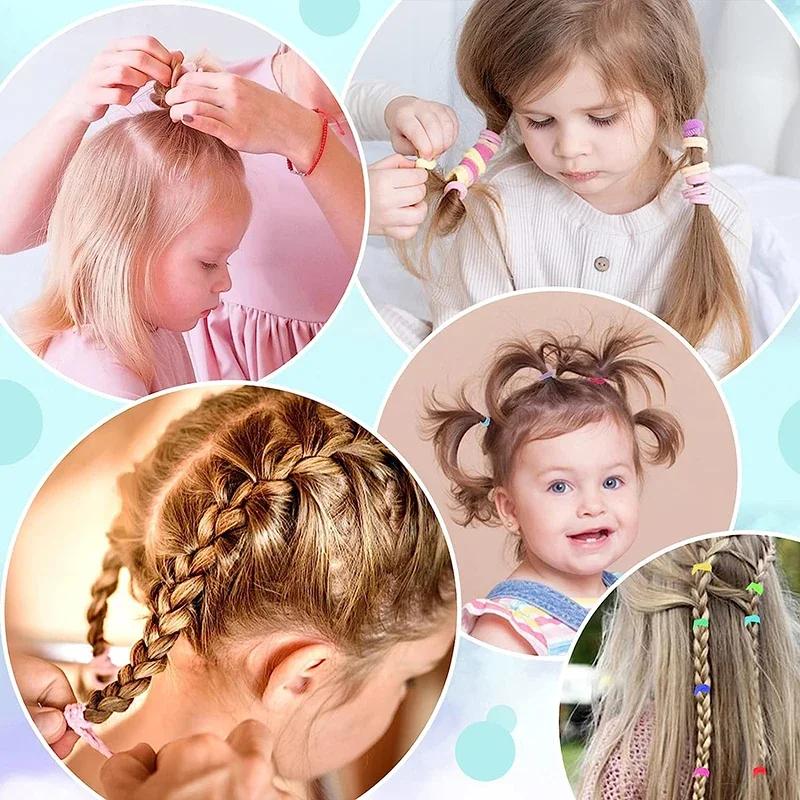 308/1200Pcs Girls Colorful Hair Bands Set Nylon Elastic Rubber Band Children Ponytail Holder Scrunchies Kids Hair Accessories