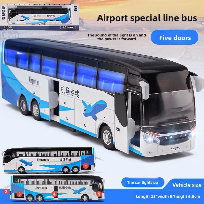 Bus Model Travel Alloy Toy With Light Sound For Kids Playroom And Gift Use
