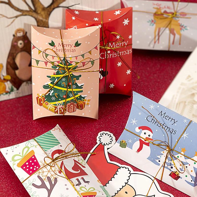 20-60 Stück Weihnachten Bronzing Kleine Geschenkbox Feiertagsparty Süßigkeiten Keks Snack Geschenk Mode Einfache Verpackung Kissenform Karton