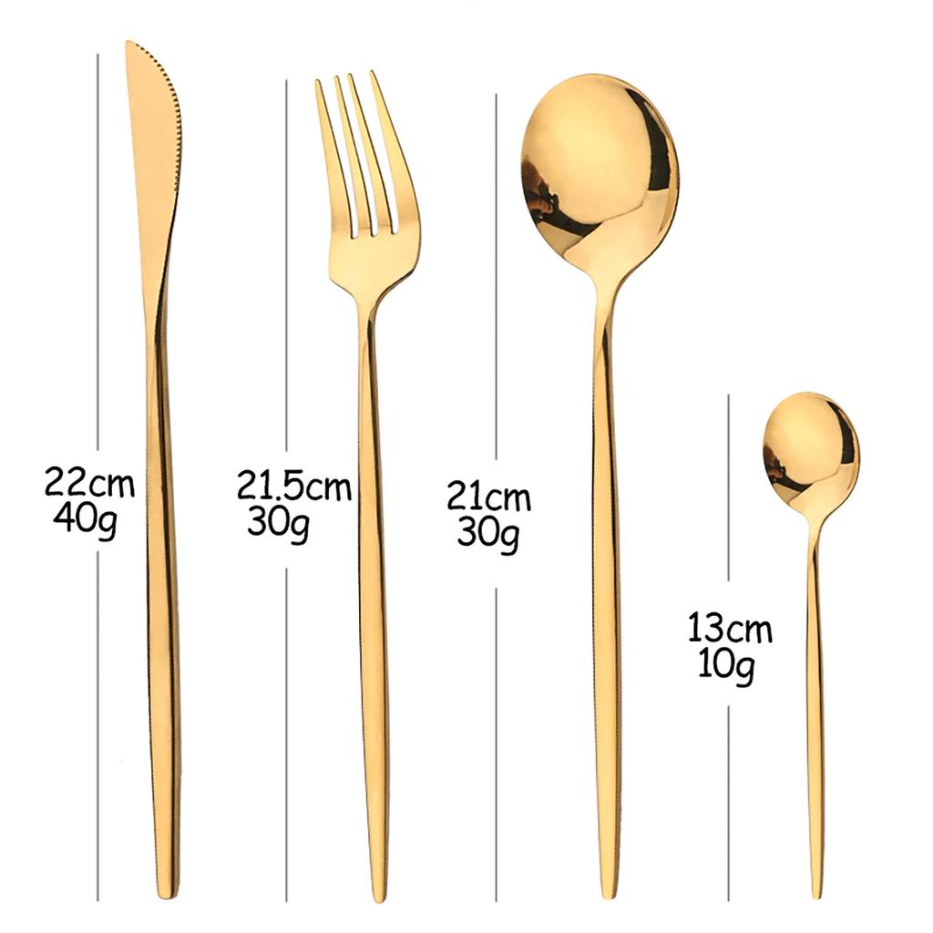 16Pcs Cutlery Luxury Golden Flatware Set, Stainless Steel Kitchen Dinner Spoons,Dinner Spoon Forks, Dinner Knives Silverware