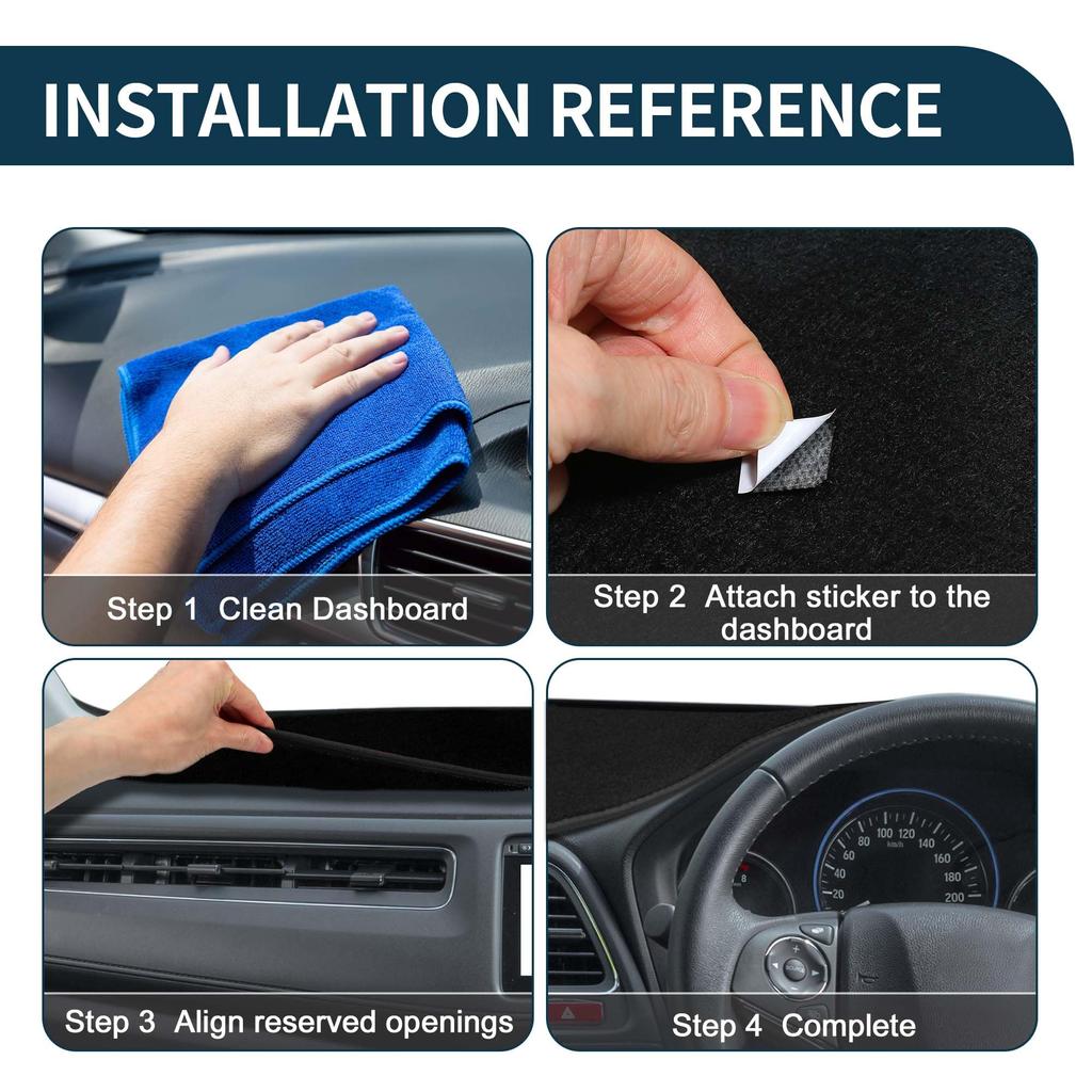 TUCKBOLD Dashboard for Toyota Hiace 200 Series Center Console Dashboard Cover with 1 Sticker Set Mat/Cover (2004-2024) - Mat, Black,