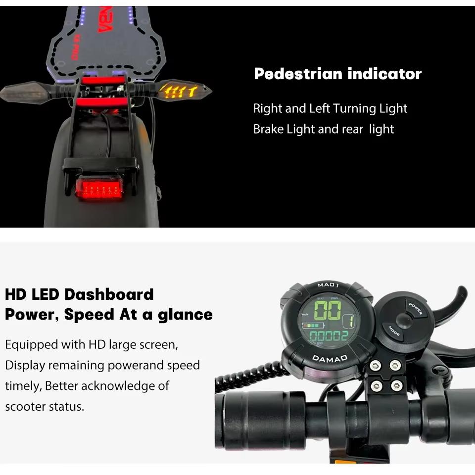 X6 Electric Scooter 2400W Dual Motors,48V21AH Battery, 65km Range, Worry-free Travel, 10-Inch Tires City Sports E-Scooter