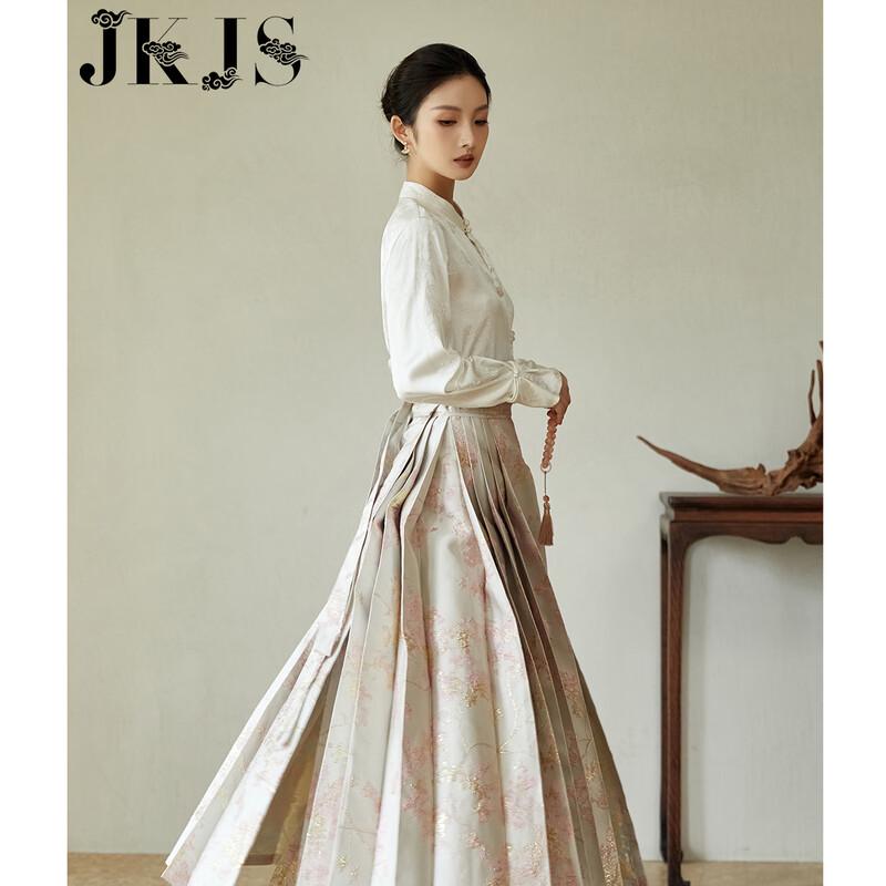 JK&JS Women s New Chinese Style Button-Down White Shirt XL