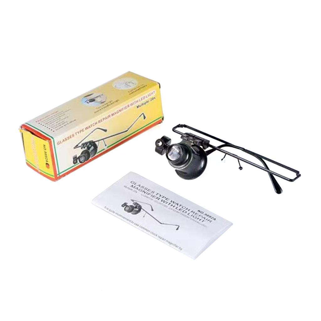 Magnifying Glass with LED Light Handsfree 20X Magnifying Lens Watch Repairing Eye Loupe Magnifier for Stamps Jewelries