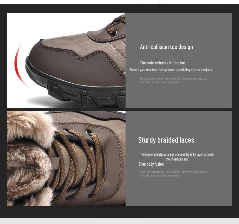 Men's High-Top Non-Slip Waterproof Winter Snow Boots with Velvet Lining