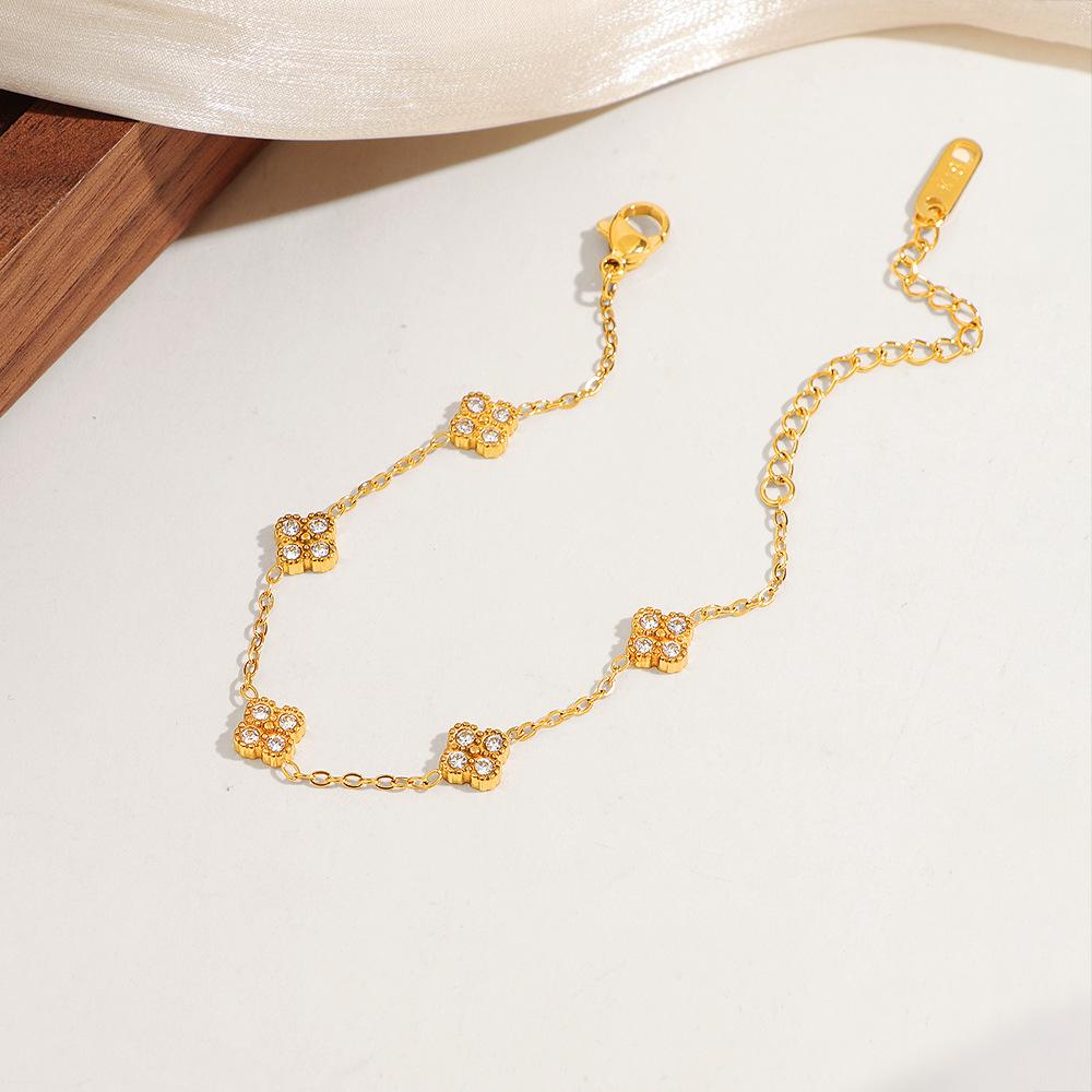 7mm Titanium Steel Mini Light Luxury Exquisite Four-leaf Clover Bracelet Versatile Simple and Fashionable Bracelet