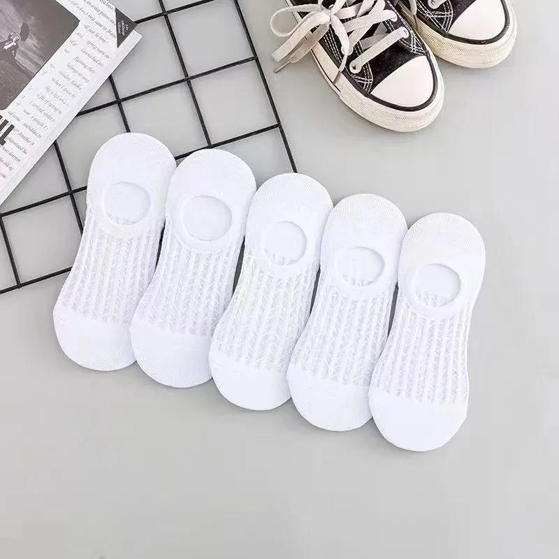 

5 пар милых тонких летних женских ультратонких невидимых дышащих перфорированных коротких носков 5 Pairs белый