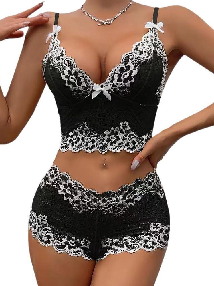 Sexy Lingerie Set Women Transparent Lace Bras Panties Open Crotch Exotic Erotic Underwear Porno Costume