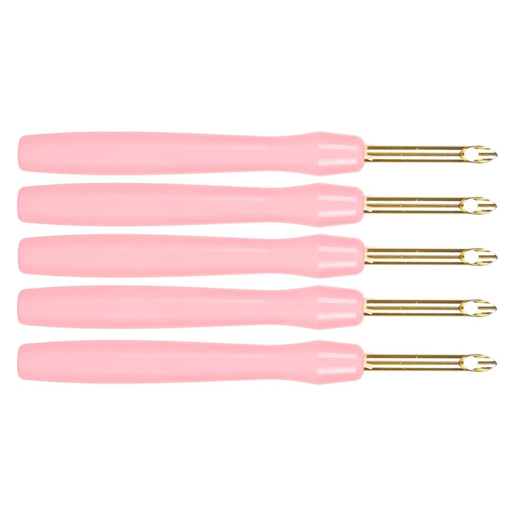 5pcs Punch Needle Ergonomic Handle 5.0mm Punch Needle Pen for Sewing Embroidery Craft Pink