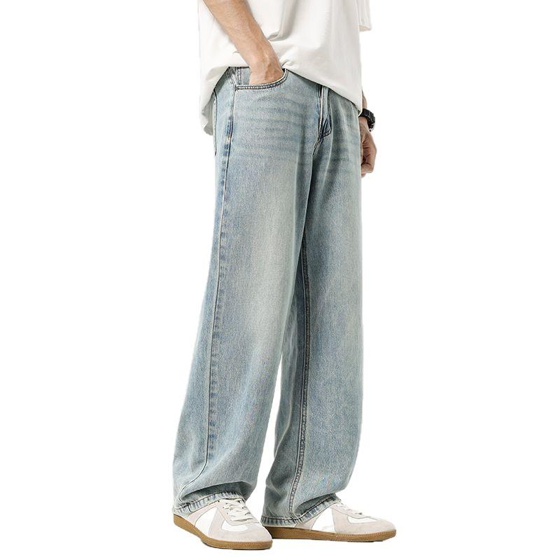 Summer New Lyocell Tencel Jeans Men's Trendy Brand Simple Versatile Loose Casual Straight Pants
