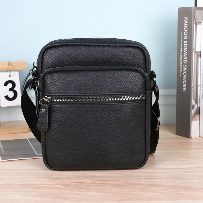 

Single Shoulder Bag Men s Casual Cowhide New Large Capacity Crossbody Street Trend Simple Mailman чёрный