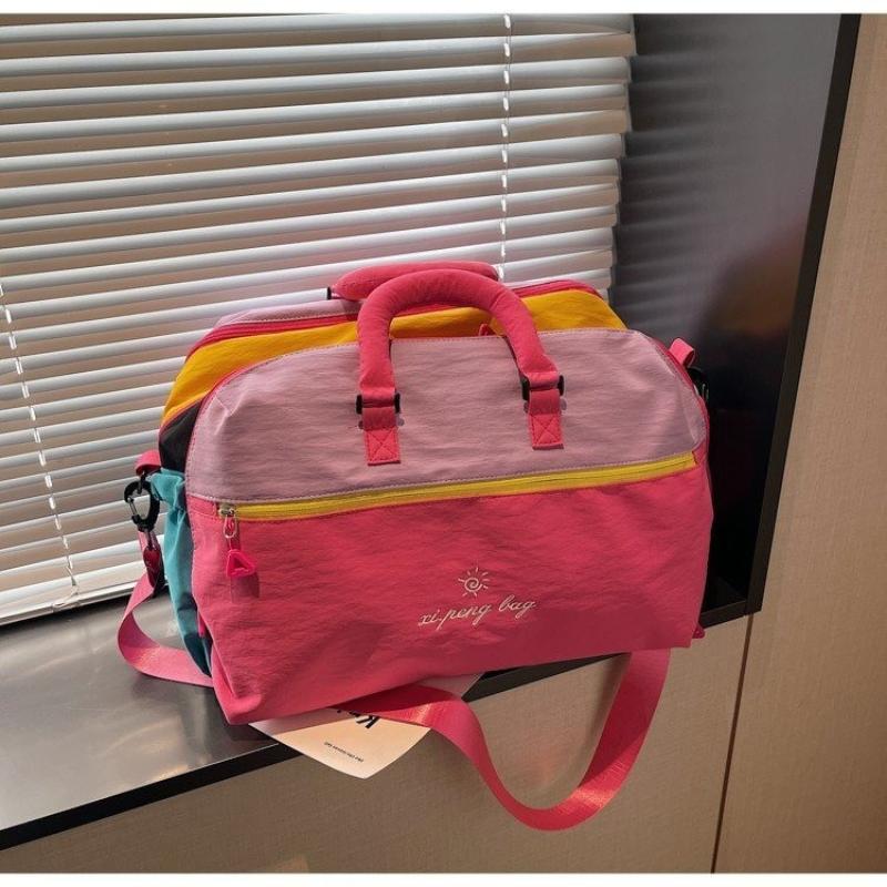 Large Capacity Women'S Travel Bag Premium Fabric With Dopa-Inspired Color Blocks Dedicated Shoe Compartment Dry/Wet Separation