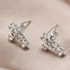 Copper Color Mini Rhinestone Cartilage Piercing Cross Stud Earrings for Women Girl Zircon Earring Zircon Statement