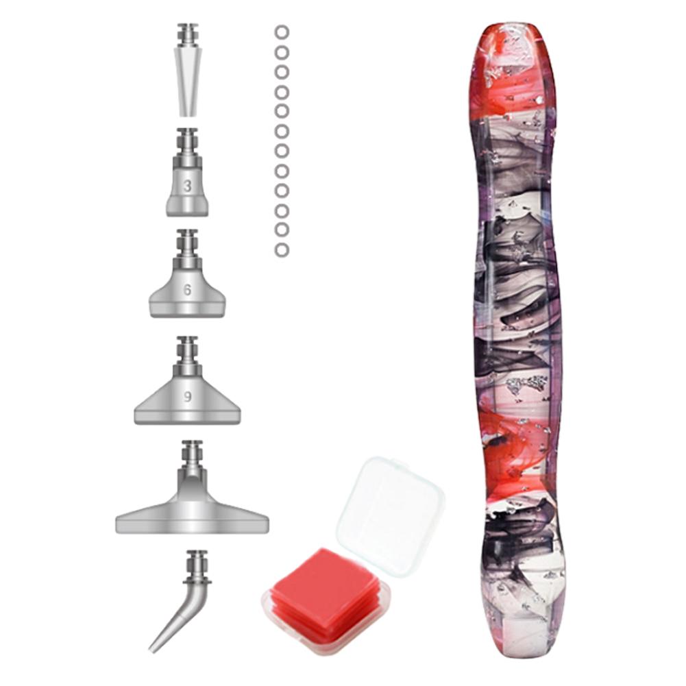 Diamond Painting Art Sticky Drill Dot Pen with 6 Drill Pen Picking Heads and 1 Clay Resin 5D Diamond Painting Pen DIY Art Crafts