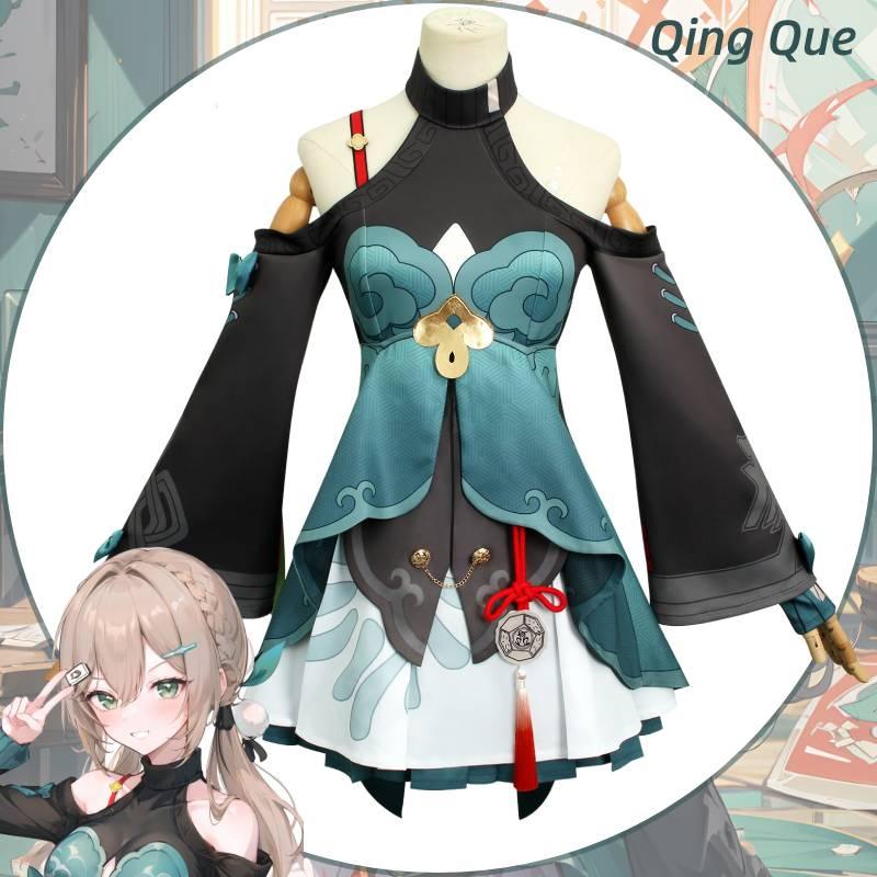 Game Rail Honkaistar Qingque Cosplay Costume Skirt Accessories Set Halloween
