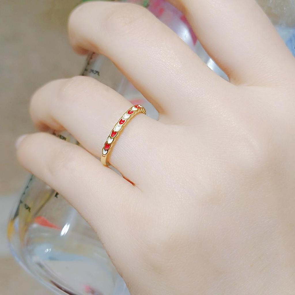 Trendy Japanese & Korean Heart Drip Oil Ring - Versatile, High-End Fashion for Women's Index Finger