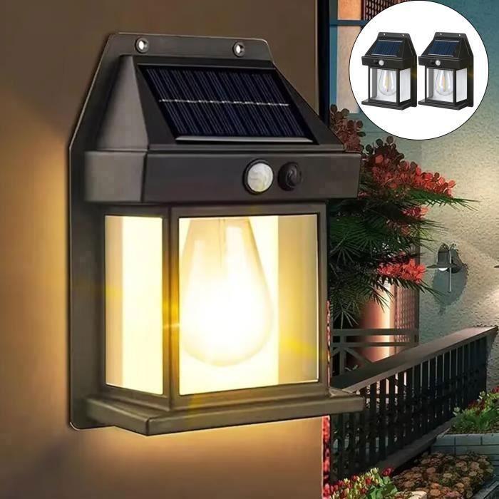 

2 шт. Зовнішній сонячний настінний світильник, Ретро настінний ліхтар з датчиком руху, 3 режими, IP65 для балкона, коридору, двору