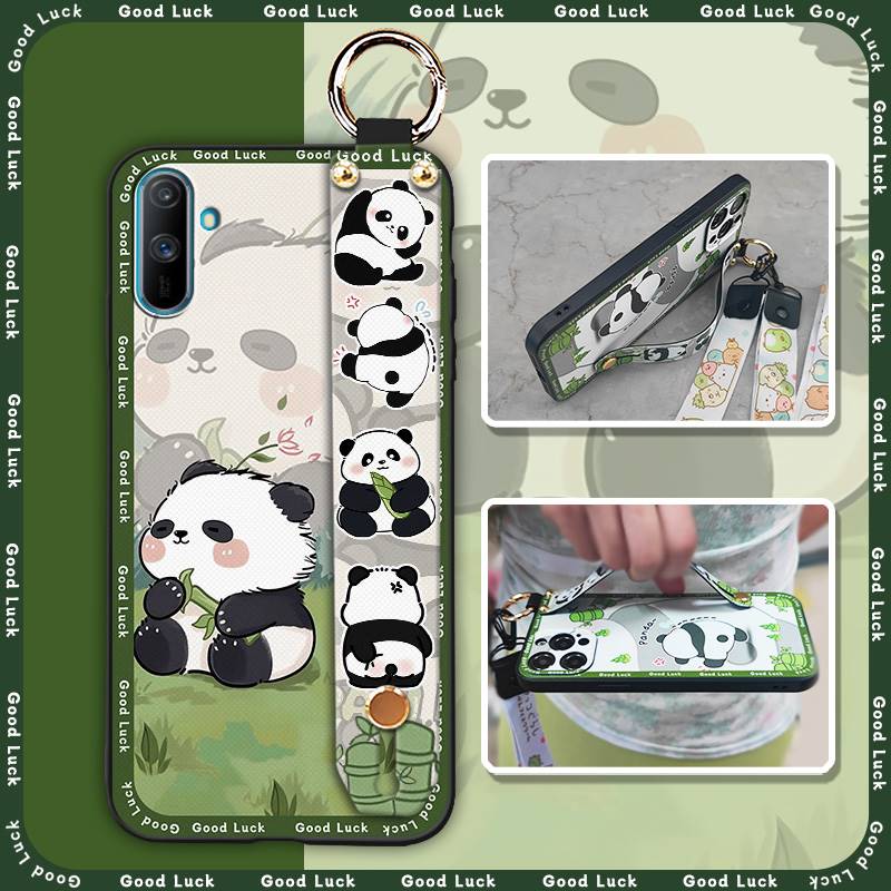 Ring Anti-knock Phone Case For OPPO Realme C3/C3i/Narz N10A Fashion Design Cartoon Dirt-resistant Durable Silicone Panda