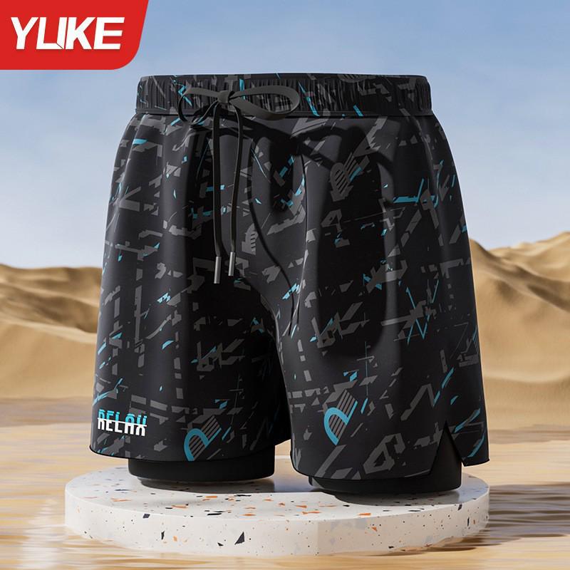 Herren Doppellagige Square-Leg Badehose - Fünf-Punkt-Stil, Anti-Peinlichkeit, Professionelle Strandbekleidung für Erwachsene.