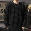 Men's Heavyweight Cable Knit Sweater - Warm, Trendy, Casual, and Versatile Round Neck Knitwear