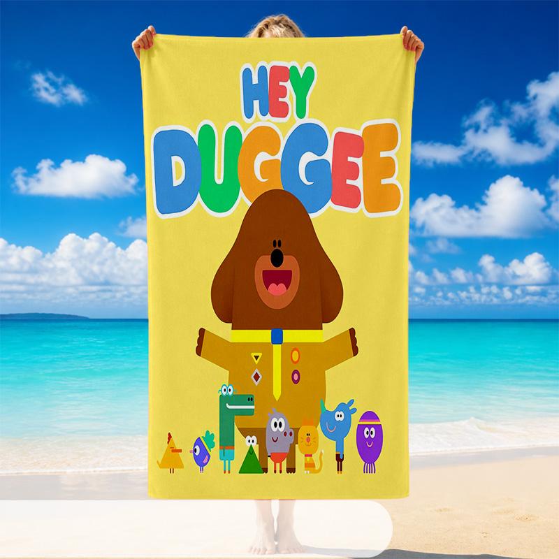 Quick Dry Beach Towel Hey Duggee cartoon Pattern, Lightweight Absorbent Towel for Pool Beach Vacation Use