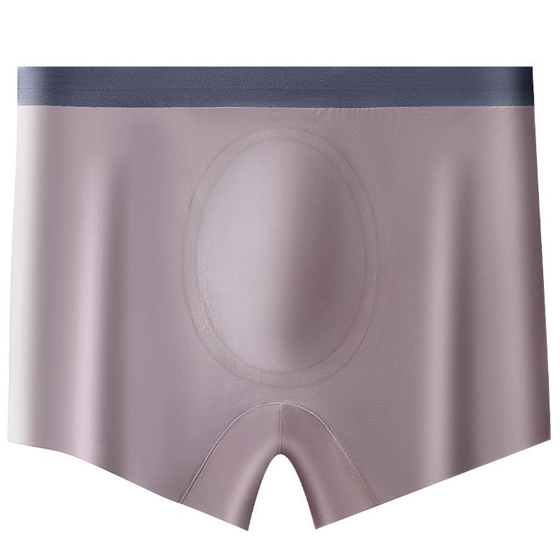 Large Size Men's Spring and Summer Thin Ice Silk Antibacterial No Trace Flat Angle Underwear