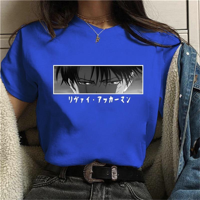 NEW Anime Levi Ackerman Print T Shirt Women Fashion Anime Crew Neck Short Sleeve Casual Loose Comfy Tees
