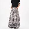 New American retro camouflage tooling wide-leg pants men's and women's loose trousers casual scimitar jeans