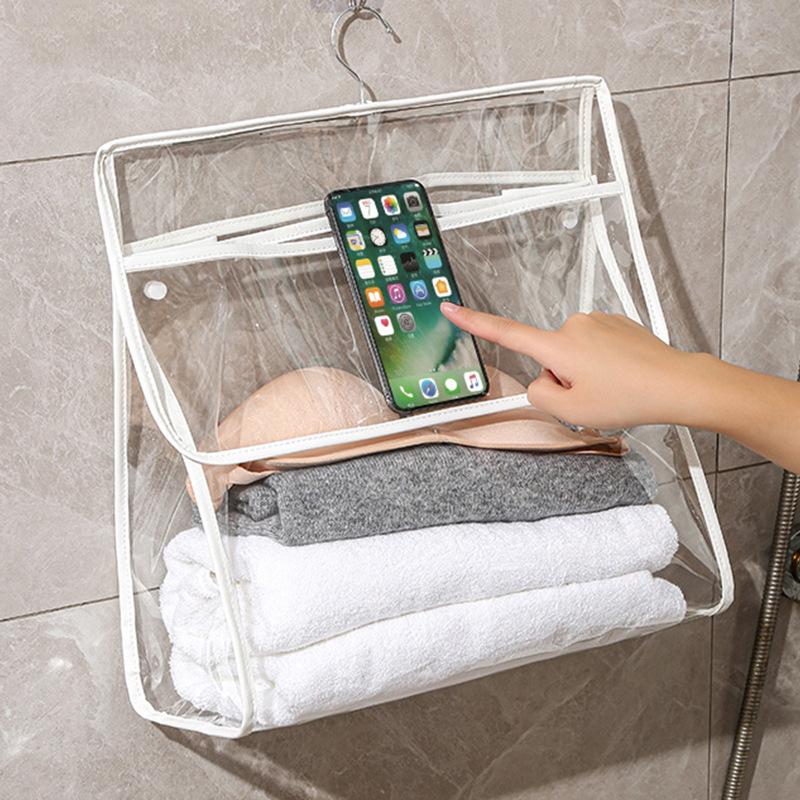 Bathroom Storage Bag Bathroom Waterproof Hanging Storage Bag Wall Hanging PVC Makeup Bag Organizer Towel Clothes Storage Bags