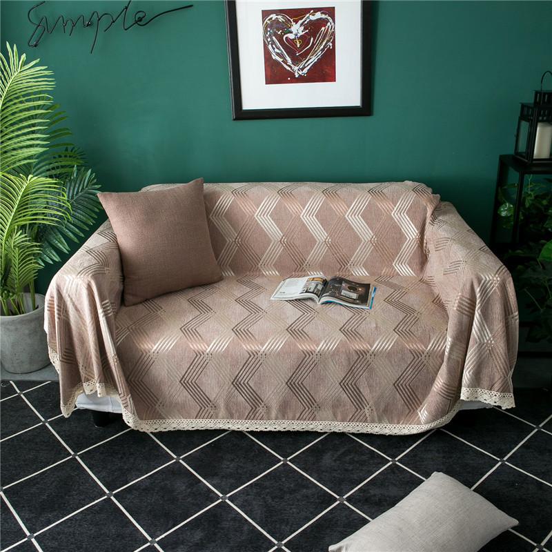 

Диванное полотенце с геометрическим узором в скандинавском стиле для гостиной, чехол из синели, все покрыто, чехлы для дивана, украшения дома, зима 180x150cm кофейный