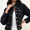 Giacca di Jeans da Donna con Collo Alto e Maniche Lunghe Moda Estiva Casual