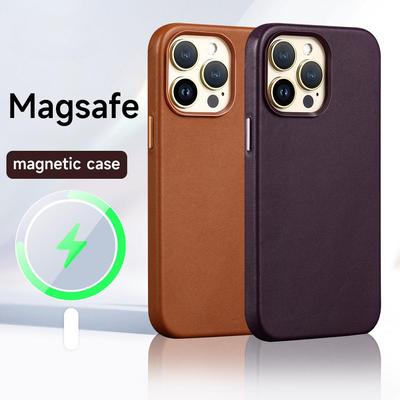 Magnetické kožené pouzdro pro iPhone 15 14 13 Pro Max 13 mini Magsafe Case Iphone 12 Pro Max Kryt bezdrátového nabíjení Plná ochrana