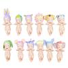 12Pcs Holding Chin Angel Doll Fruit Animal Headgear Angel Figurine PVC Cartoon Angel Figure Bookshelf Desktop Decoration Ornament