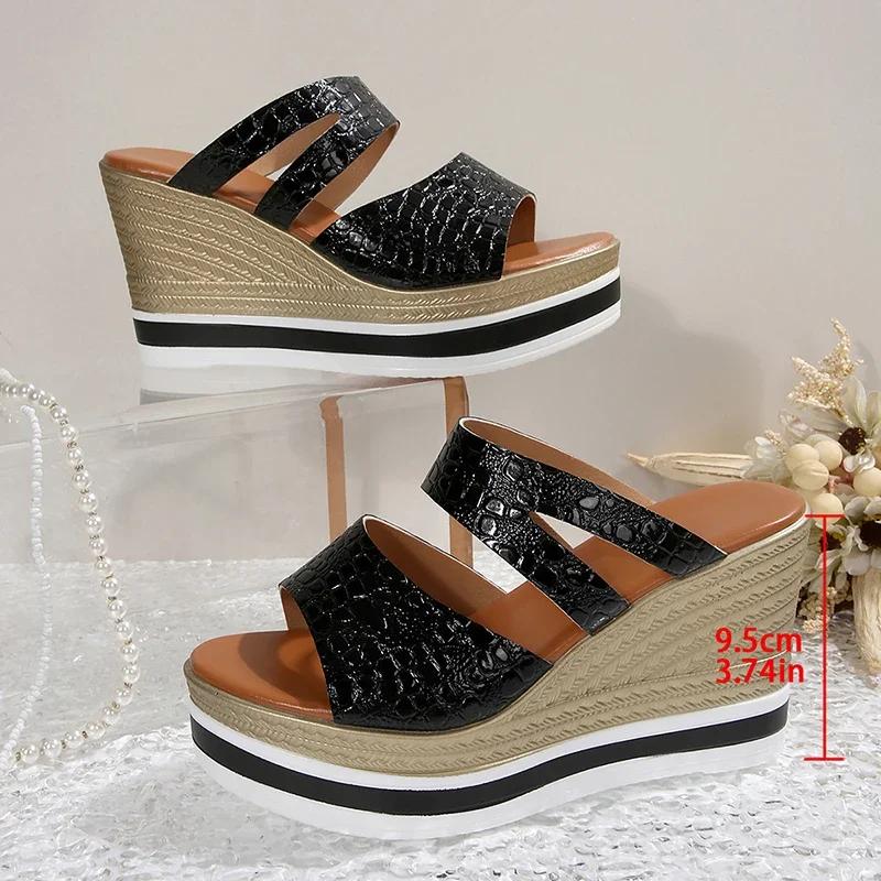 Fashion Super High Heels Wedge Sandals Women Fashion Silver Straps Peep Toe Summer Gladiator Shoes Woman Chunky Platform Slippers Mujer