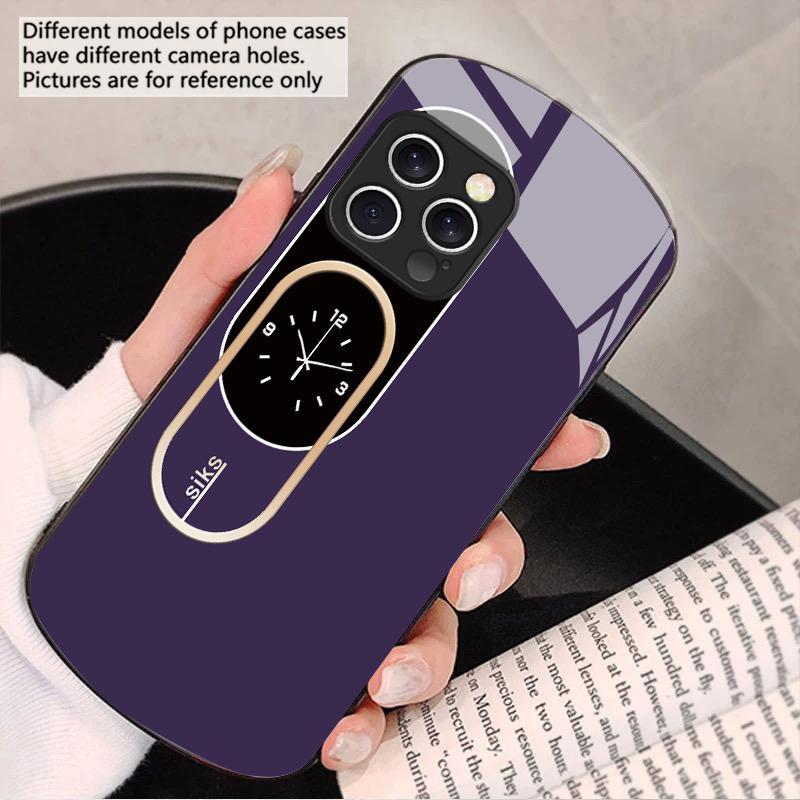 Wanduhr Farbmuster Für iPhone 16 15 14 13 Plus 12 mini 11 Pro Max XR Xs Max X 7 8 6 6S 2022 Elliptische Glas-Handyhülle