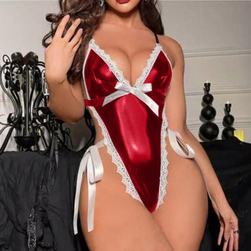 Moteundertøy Sexy Undertøy For Kvinne PU Skinn Eksotisk Kjole Babydoll Lenceria Sexi Kostymer Sex Clubwear Nattøy