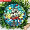 2D flat 20*20cm 1pc Retro Cartoon sailboat&anchor patterns wall art ornament, rustic Nautical theme decoration for Bedroom, sailboat, beach houses a