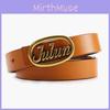 Julun Letter Elliptical Buckle Minimalist Women Leather Waist Belt For Daily Use