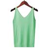 Women's Summer Halter Sexy V-neck Slim Bright Silk Knit Vest Wearing Sleeveless T-shirt Base Top Trend