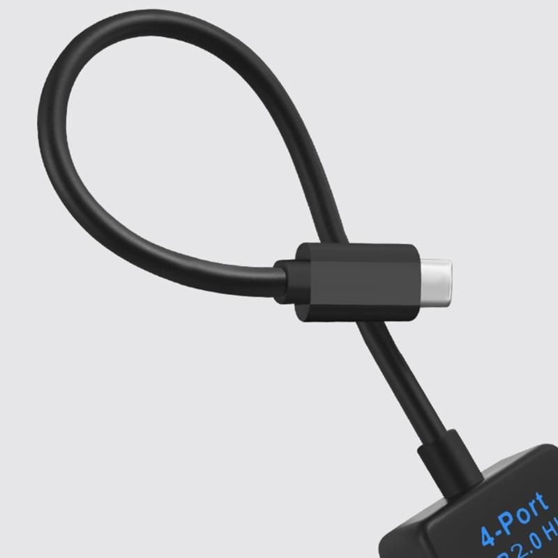 USB C To 4 Port USB 2.0 Hub Adapter for Connecting Mouse Keyboard Flash Drive and More Charging Dock