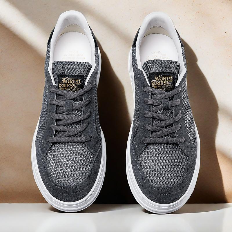 Fashion 2024 Summer New Breathable Mesh Shoes Lightweight Increased Height Men's Casual Shoes Italian Style Men's Oxford Shoes Lace Up