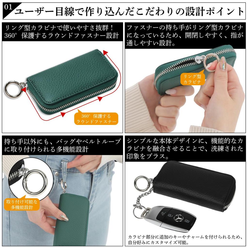 Negues Key Case for Men and Smart Key Card Key Smart Key Car Black Women, Case, Case, Compatible, Leather,