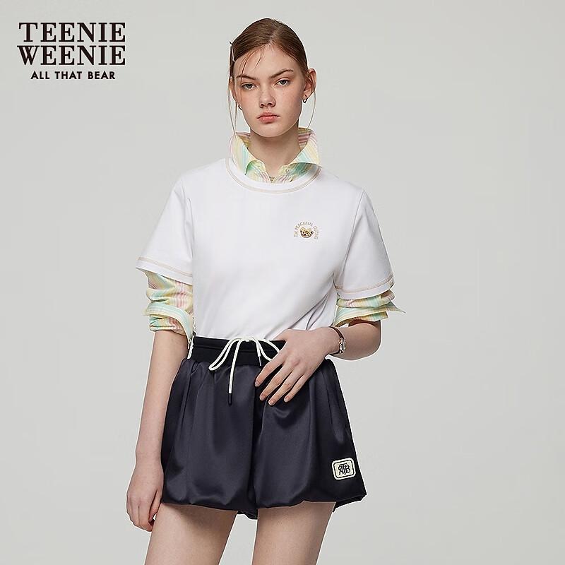 Teenie Weenie Women's Bear Embroidered Short Sleeve T-Shirt