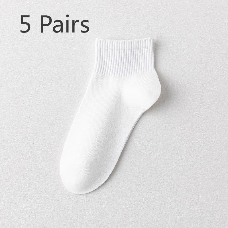 5 Pairs of Men's Summer Thin Cotton Antiodor 7a Antibacterial Student Sports Socks