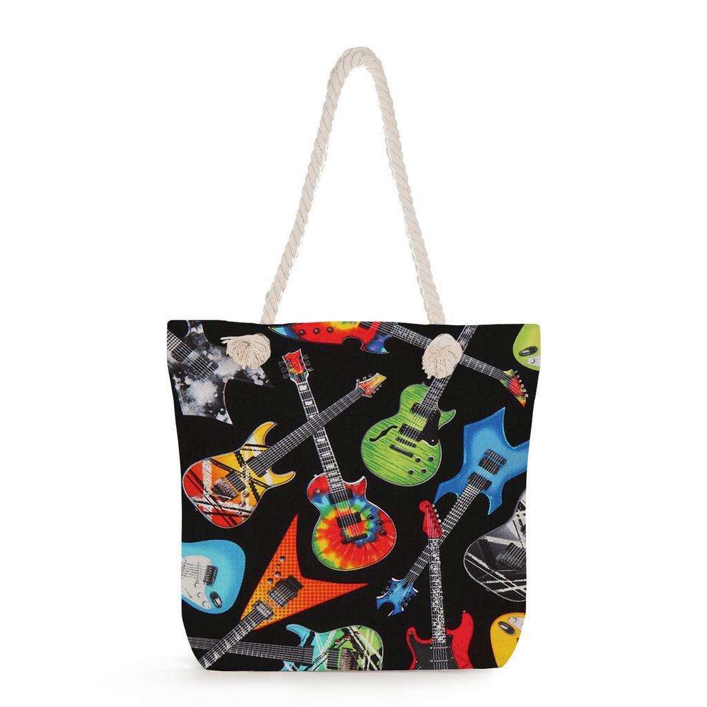 Multifunctional note Printed Thick Rope Shoulder Beach Bag Casual large capacity handbag 7611
